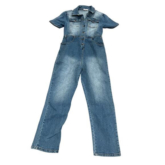Avec Les Filles Pants - Avec Les Filles Denim Collared One Piece Jumpsuit Overalls Size 29